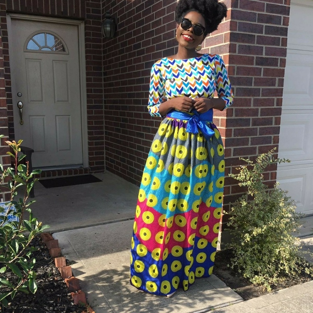 African Ankara print Women 2pcs set top and skirt